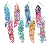 CutitiUU 8 PCS Diamond Painting Feather Bookmarks,DIY Diamond Art Kits with Crystal Pendant,5D Diamond Painting Kids Bookmarks Feather Shape Art Feather Bookmark for Children Adults Girls Woman