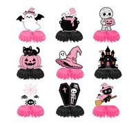 CutitiUU 9 Pcs Halloween Honeycomb 3D Table Centerpieces | Spooky Table Topper Decorations with Pumpkin,Ghost,Skeleton,and Black Cat,Halloween Table Decorations Horrible Theme Designs
