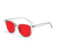 CutitiUU Blue Light Blocking Glasses,TR90 Anti Blue Light Anti Fatigue Goggles,Anti Glare Headache Eyes Strain Glasses,Amber lenses 99% anti-blue light rate,Gaming Glasses,Men Women (Clear Grey+Red)