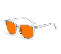 CutitiUU Blue Light Blocking Glasses,TR90 Anti Blue Light Anti Fatigue Goggles,Anti Glare Headache Eyes Strain Glasses,Amber lenses 95% anti-blue light rate,Gaming Glasses,Unisex (Clear Grey+Orange)