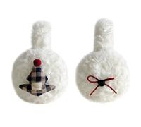 CutitiUU Bow Faux Rabbit Fur Ear Muffs for Women, Foldable Ear Muffs,Foldable Winter Bow Earmuffs,Winter Adjustable Warm Earmuffs Plush for Winter Outdoor Sports (White-Xmas Tree)