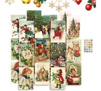 CutitiUU Christmas Postcards, 24 Pcs Vintage Christmas Greeting Cards Santa Greeting Card, Vintage Winter Christmas Santa Claus Postcard Set Greeting Cards Gift Message Card