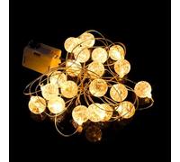 CutitiUU Fairy Lights,2 m 20 LED Crystal Crackle Balls,3 Gear Mode,Small Light Chain with Plastic Cracks for Decorating Bouquets,Gifts,Fairy Lights Electricity Indoor for Christmas (Warm White)