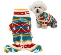 CutitiUU Fleece Dog Jumper Warm Dog Pajamas,Pet Vintage Four Legged Fleece Coat,Winter Warm Dog Cat Jumpers Clothes,Pet four feet plush clothes retro style，Green：M