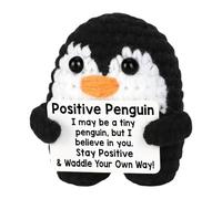 CutitiUU Funny Positive Penguins,Small Handmade Crochet Animals Cute Stuff, Mini Funny Positive Crochet Penguin Gifts,Inspirational Birthday Gifts for Coworkers Employees Women Men (Penguin-A)