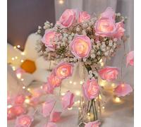 CutitiUU Rose Flower Fairy String Lights,3.0m/30 LED Rose Fairy String Lights,Battery Powered,Bedroom Lights for Valentine's Day Wedding Outdoor,Flower Strings Light for Wedding (Pink)