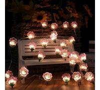 CutitiUU Rose Flower Fairy String Lights with 3.0M 30 LED,LED Rose Flower String Lights Battery Operated,Rose String Fairy Lights, for Valentine's Day Wedding,Indoor Outdoor Decorations (Pink)