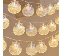 CutitiUU Starfish String Lights,Seashell Light String,1.5 Meters 10 LEDs,Under The Sea Fairy Lights Battery Operated,Decorative for Wedding Party,Holiday,Room,Ocean Theme Lights (Seashells)
