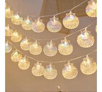 CutitiUU Starfish String Lights,Seashell Light String,3 Meters 20 LEDs,Under The Sea Fairy Lights Battery Operated,Decorative for Wedding Party,Holiday,Room,Ocean Theme Lights (Seashells*2)