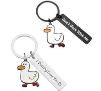 CutitiUU Valentines Day Couples Keychain Stainless Steel,Cute Duck Gift for Couples,I Love You Keyring,Don't with Me Keyring,Lovers Gift Key Chain Keyrings Gift Present