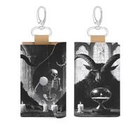 CUTJMDNGH Baphomet Satan Goat Key Wallet Small Keys Holder Organizer Coin Purse Card Bag Pouch for Men Women
