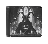 CUTJMDNGH Baphomet Satan Goat Travel Wallet for Women Men Bifold Wallets Credit Card Holder Coin Cash Purse