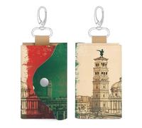 CUTJMDNGH Italian Flag Italy Building Key Wallet Small Keys Holder Organizer Coin Purse Card Bag Pouch for Men Women