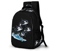 CUTJMDNGH Killer Whale Orca Whale Family Unisex Travel Backpack with Pocket Shoulder Daypacks Rucksack Computer Bag Business
