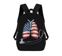 CUTJMDNGH Lungs US Flag Respiratory Therapist 17 Inch Laptop Backpack Camping Rucksack Casual Daypacks Shoulder Bag for Men Women