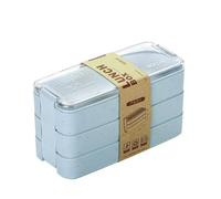 CUTLERIA Bento Lunch Box | Japanese Lunch Box Kit with Spoon & Fork | 3-in-1 Compartment Meal Prep Containers for Kids & Adults (Blue)
