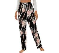 Cutlery And Flowers Flannel Pajama Pants for Women Soft Fuzzy Pj Pants with Pockets Lounge Bottoms Winter