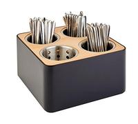 Cutlery basket 27 x 27 cm, H: 15 cm SAN, black, wood