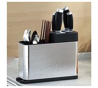 Cutlery Drainer,Utensil Holder,Cutlery Stainess Steel Countertop Spice Shelf Cans Bottle Storage Jars Container Chopsticks Utensil Tool Holder (Color:Silver)