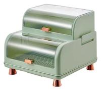 Cutlery DrainerPlastic Tableware Drainer Storage Box with Lid - Dish and Chopsticks Drying Box, Draining Bowl Rack for Kitchen Organization(Light Green)