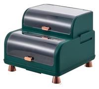 Cutlery DrainerPlastic Tableware Drainer Storage Box with Lid - Dish and Chopsticks Drying Box, Draining Bowl Rack for Kitchen Organization(Dark Green)