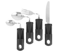 Cutlery for Disabled Hands Set of 4, Extra Wide Handles Bendable Easy Grip Cutlery Set for Elderly Disabled Arthritis Parkinson's Adaptive Rehabilitation Auxiliary Eating Tool (Black)