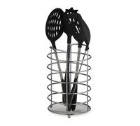 Relaxdays Large Cutlery Holder, Flatware Organiser, Utensil Caddy,Stainless Steel H x D: 22.5 x 15 cm, Silver