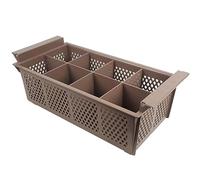 Cutlery Holder Plastic Basket Eight Compartment for Commercial Dishwasher BROWN