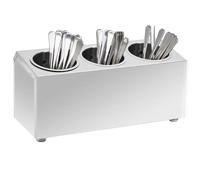 Cutlery Holder Stainless Steel 38.5x15x18cm 3-Grids Removable Inserts Anti-Slip