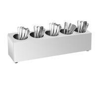 Cutlery Holder Stainless Steel 63x15x18cm 5-Grid w/3 Removable Inserts Non-Slip