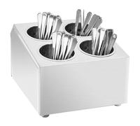 Cutlery Holder Stainless Steel Silver 26.5x30.5x20cm 4-Grid w/3 Inserts Stable.