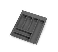 Cutlery plastic tray insert organizer for universal kitchen drawers, Anthracite