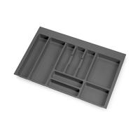 Cutlery plastic tray insert organizer for universal kitchen drawers, Anthracite