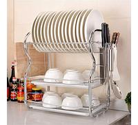 Cutlery Rack Drainer Dish Rack Kitchen 3 Layer Cupboard Household Dish Rack Dishware Storage Rack Drain Rack Dish Cutlery Rack/42 * 25 * 45Cm