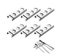 Cutlery Rests Stand for Chopsticks Spoon Fork Knife Stainless Steel Flatware Utensils Cutlery Stand Rest Holder for Home Restaurant Dinner Table Setting Set of 6 (Silver, 14.5X4.5X1.5CM)