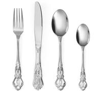 Cutlery Set, 16 Piece Retro Royal Flatware Set for 4, Vintage Stainless Steel Mirror Knives and Forks Set Luxury Tableware Set for Home Kitchen, Dishwasher Safe