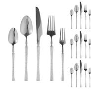 Cutlery Set, 20Pcs Stainless Steel Knife Fork Dessert Spoon Set with Slim Handle, Silverware Set Smooth Surface, Dishwasher Safe, Flatware Set for Home Dining, Banquet, and Catering Events (Silver)