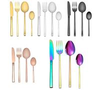 Cutlery Set, 20PCS Stainless Steel Rainbow Flatware Set with Spoon Knife and Fork for 5 People, Colorful Mirror Polished Dinner Set