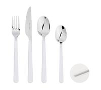 Cutlery Set 24-Piece Stainless Steel Sets for 6 People ABS Handle (White)