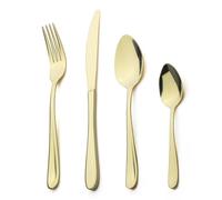Cutlery Set,Alata Grand 24 Piece Champagne Gold Stainless Steel Flatware Set, Tableware Silverware Set with Spoon Knife and Fork Set, Service for 6, Dishwasher Safe/Everyday Use，Mirror Polished