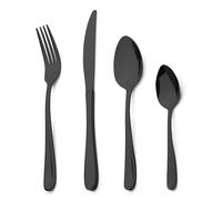 Cutlery Set,Alata Grand 32 Piece Mirror Black Stainless Steel Flatware Set, Tableware Silverware Set with Spoon Knife and Fork Set, Service for 8, Dishwasher Safe/Everyday Use，Mirror Polished