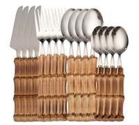 Cutlery Set Bamboo 18/8 Stainless Steel Silver 4 Sets