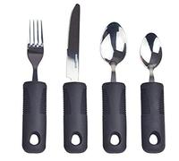 Cutlery Set Easy Grip, 4 Piece. Chunky Handles, Ideal Eating Aid for The Disabled, Elderly, Visually Impaired & Sufferers of Arthritis, Parkinson's Disease, Tremors and Weakened Grasp
