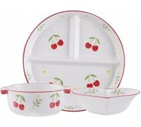 Cutlery Set for One, Bariatric Portion Control Plates, Divided Soup Bowls with Fruit Pattern