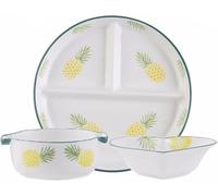 Cutlery Set for One, Bariatric Portion Control Plates, Divided Soup Bowls with Fruit Pattern