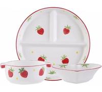 Cutlery Set for One, Bariatric Portion Control Plates, Divided Soup Bowls with Fruit Pattern