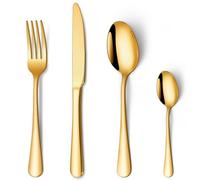 Cutlery Set Gold, HONKKU 48 Pieces Stainless Steel Flatware Set for 12 People, Mirror Polished Silverware Set with Spoon Knife and Fork Sets for Home Kitchen, Dishwasher Safe