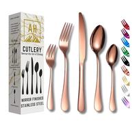 Cutlery Set in Rose Gold Colour, 30-Piece Set Service for 6, Premium Mirror Finish Tableware, Stainless Steel Flatware Serving Set, Dishwasher Safe, Forks, Knives, Soup & Dessert Spoons