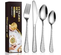 Cutlery Set, kyushublade 24 PCS Stainless Steel Flatware Set Service for 6, Tableware with Knives Forks Spoons Teaspoons, Dishwasher Safe/Easy Clean, Mirror Polished,(Silver)
