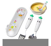 Cutlery Set - Metal Utensils Kit with Storage Box for Eating - Dishwasher Safe Feeding Flatware Set with Cartoon Design for Family Gathering Party Dinner